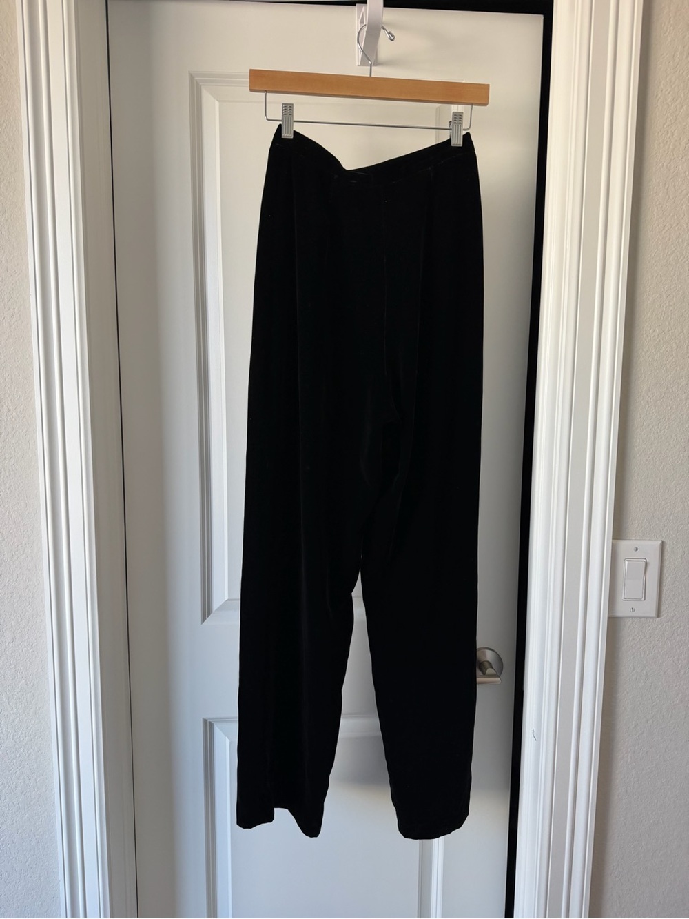 Oscar de la Renta Black Velvet Wide-Leg Trousers